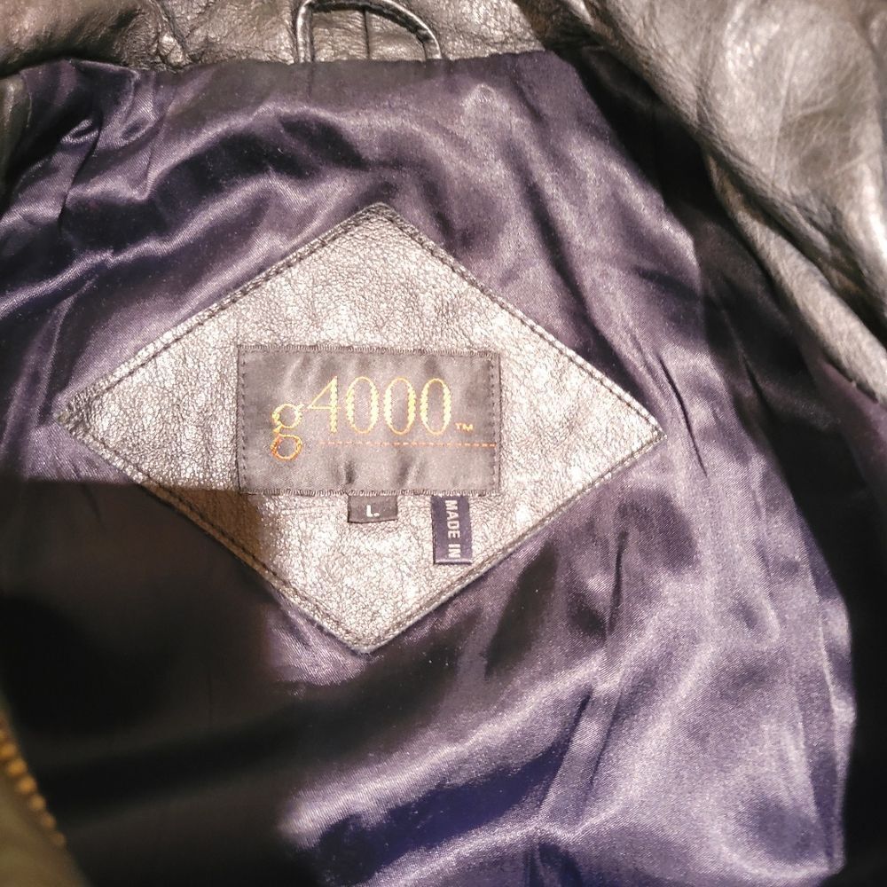 G4000 Mens Black Leather Jacket, Large - Picture 4 of 4